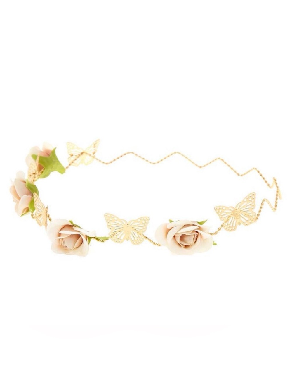 gold floral + butterfly headband crown
